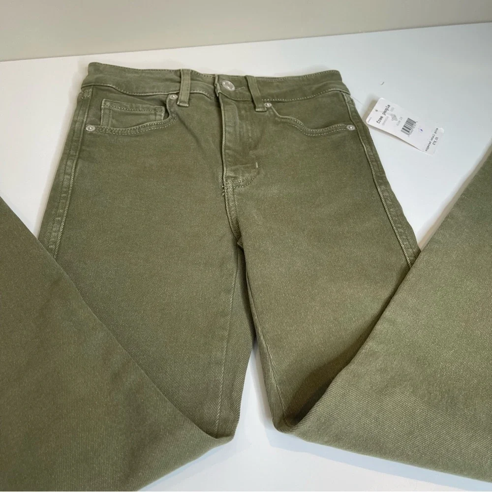 Free People High Rise Jegging Army Green Skinny Jeans